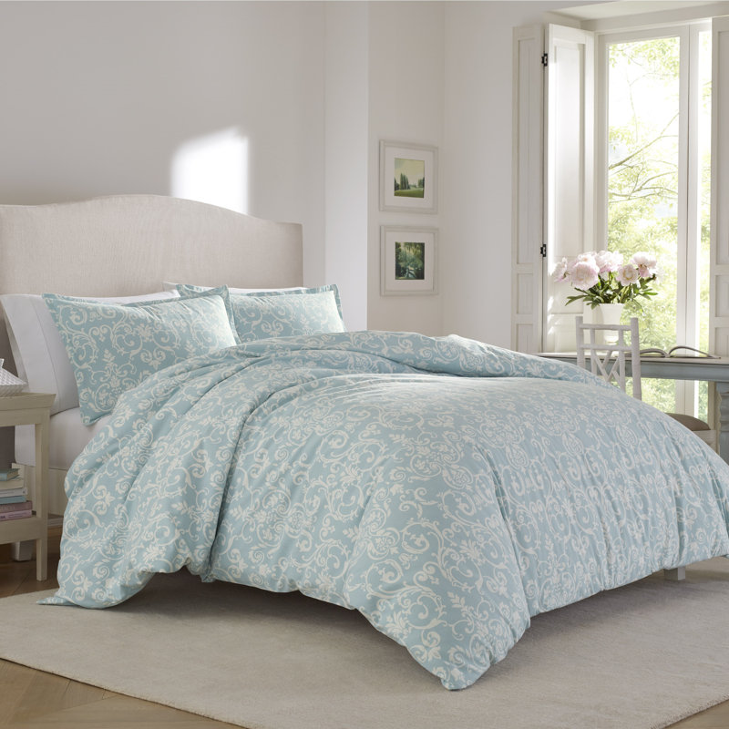 Laura Ashley Home Kensington Scroll 100 Cotton Reversible Comforter